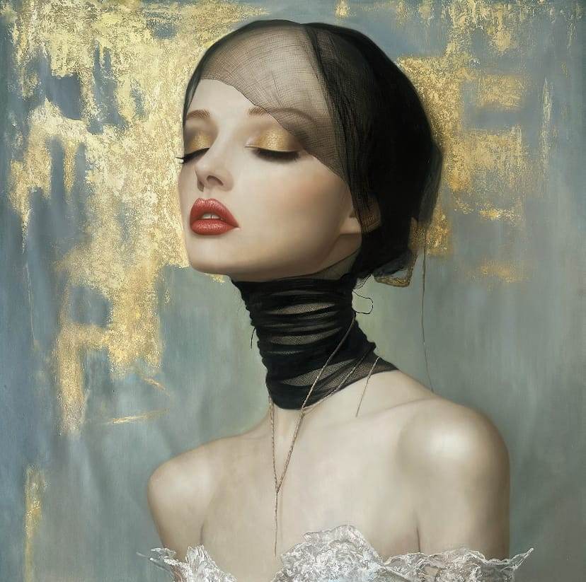 “Blue Ether and Gold” 150 x 150 cm, 60 x 60 in