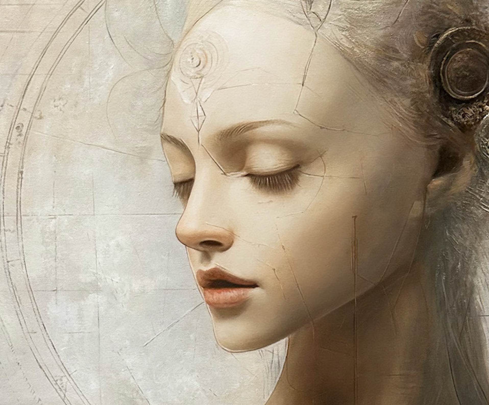 Geometry of Silence 120 x 120 cm, 47 x 47 in. | Original Oil Painting on Canvas