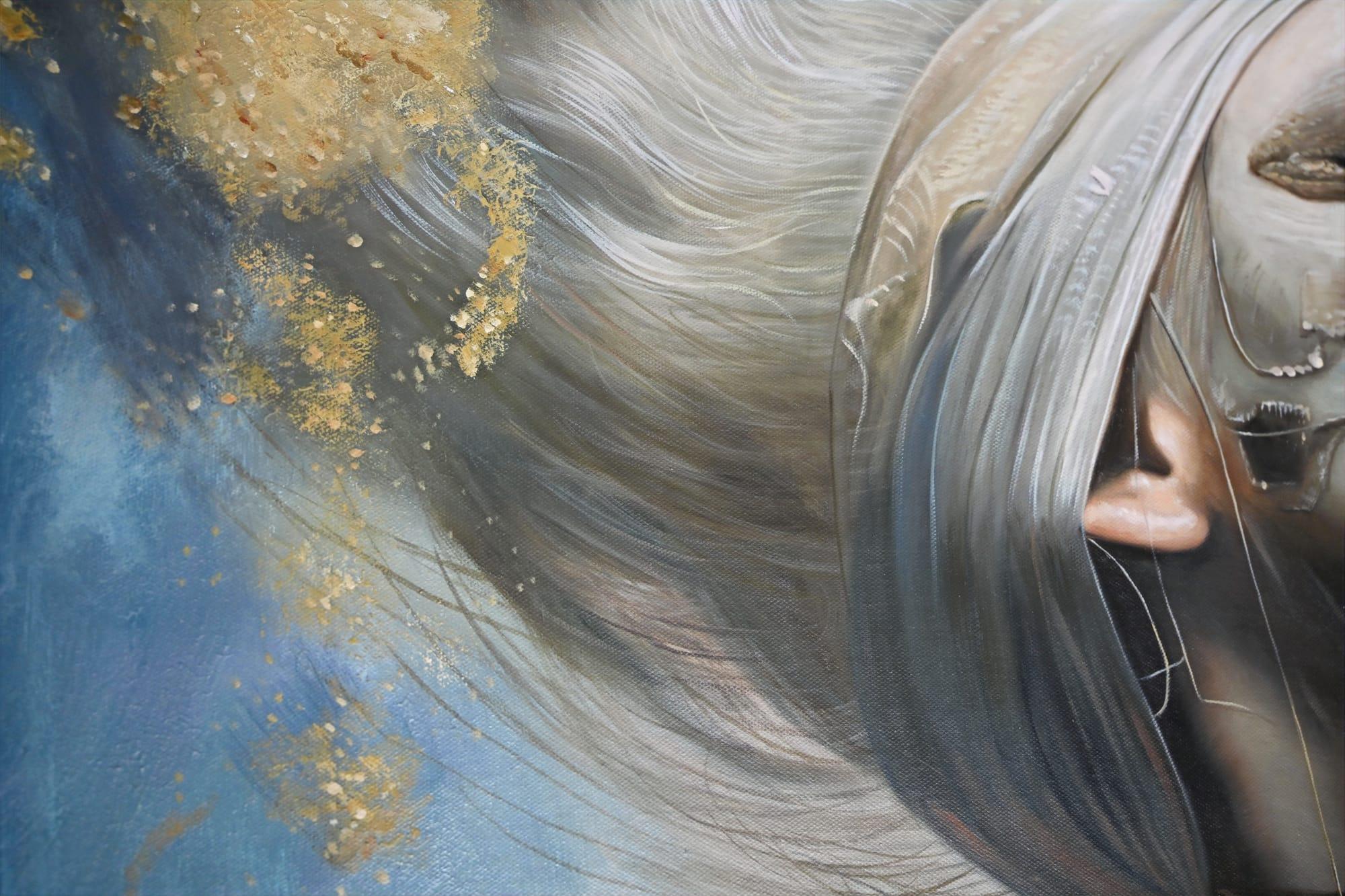 Detail close-up from Ethereal Beauty by Jehan Legac, highlighting brushwork and luminous interior light
