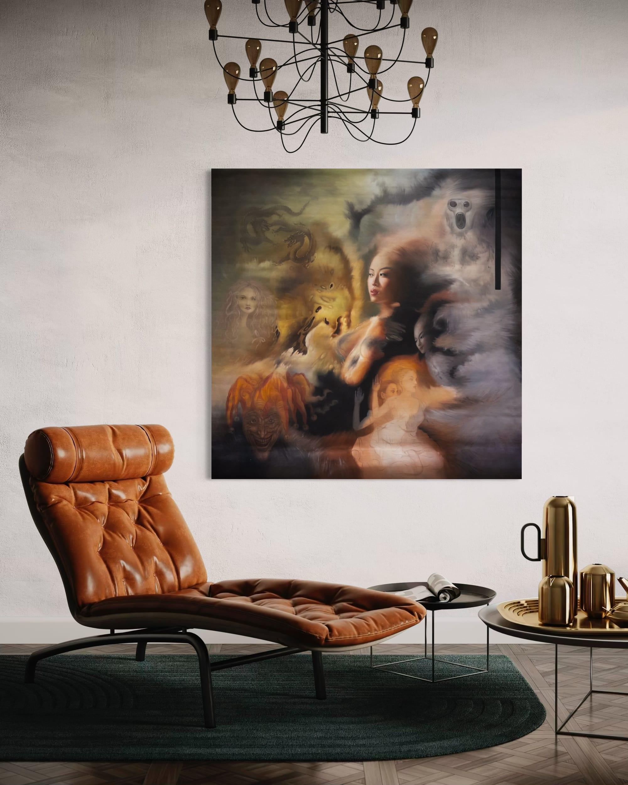 "The Dragons Fight" 160 x 160 cm, 63 x 63 in.